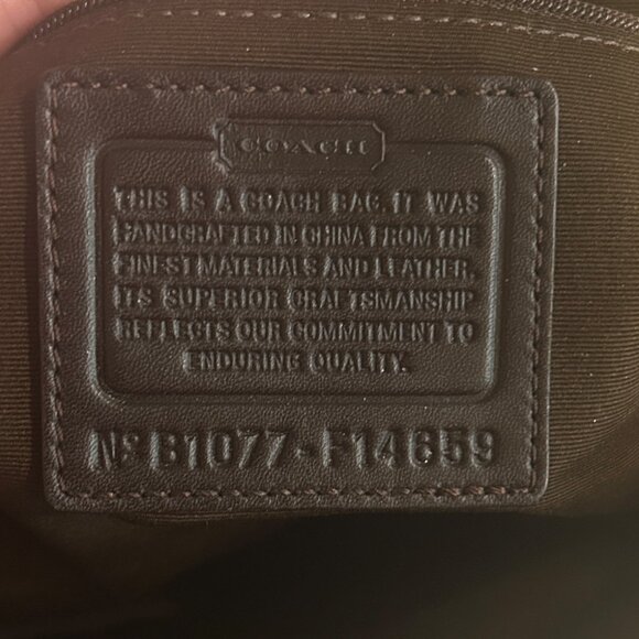 Coach Khaki Brown‎ Signature Turnlock Pocket Bag F14659 Authentic Large Tote - Picture 2 of 9